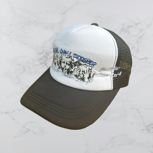 "DO RIGHT, THRIVE LONG" TRUCKER HAT (BLACK/BLUE)