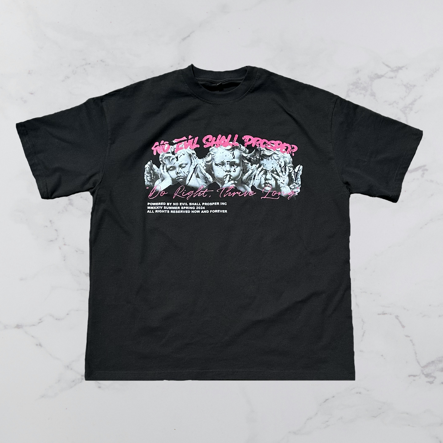 "DO RIGHT, THRIVE LONG" TEE (BLACK/PINK)